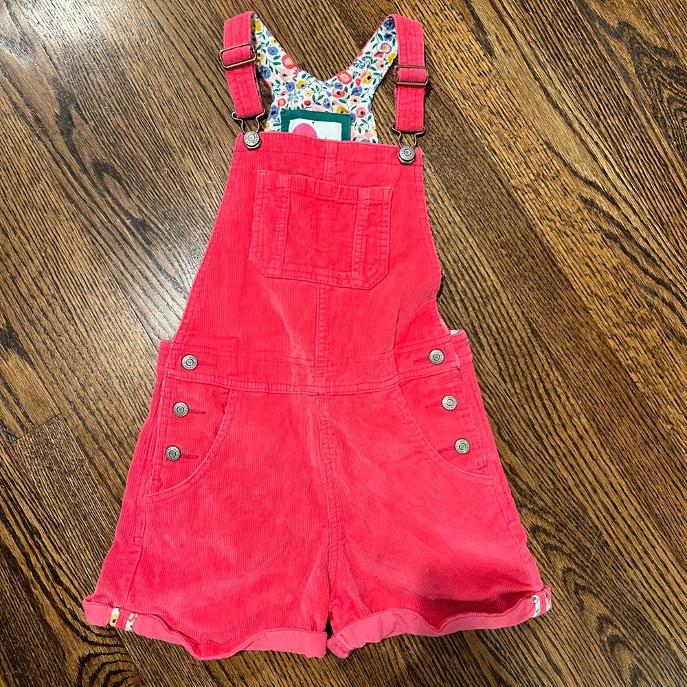 Mini Boden pink corduroy overalls, size 7-8